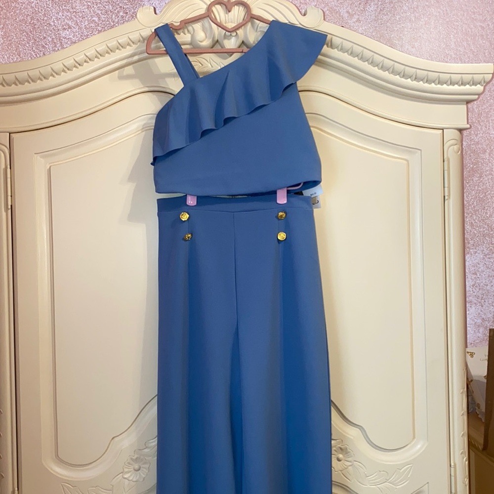Girls 2 piece Blue Jumpsuit Set